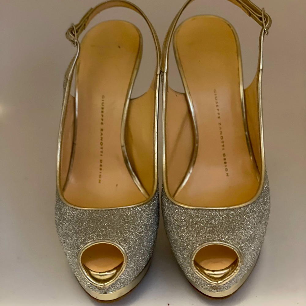 Giuseppe Zanotti Sparkle Peep Toe Sling Back Pump